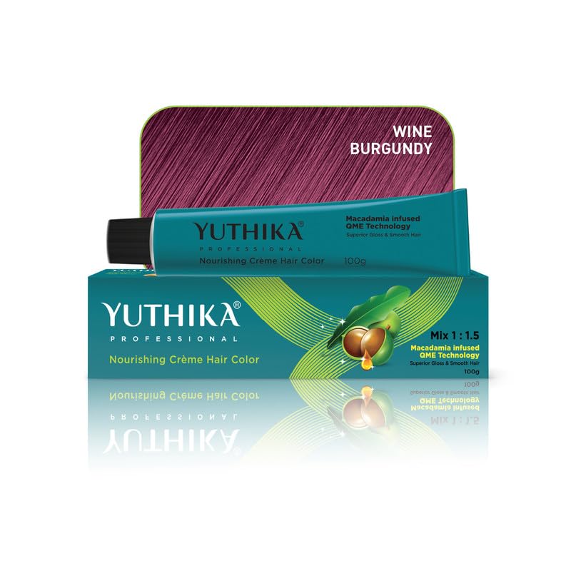 YUTHIKA Professional Creme Hair Colour Wine Burgundy (Shade 6.26) 100g | Permanent Hair Colour & Dye | Vibrant Colour Payoff | Silky, Shiny & Long Lasting | For