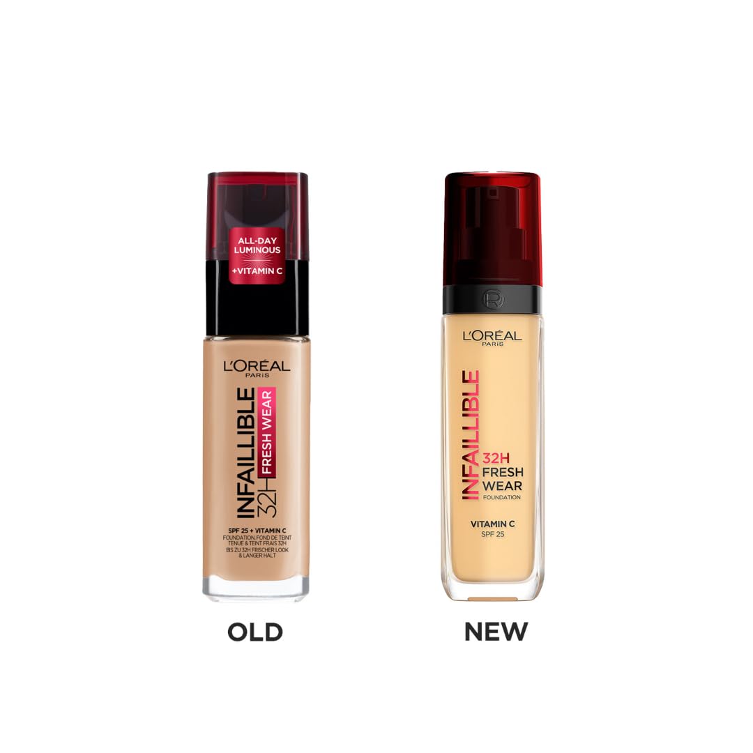 L'Oreal Paris Liquid Foundation, Infaillible 32H Fresh Wear, Oil Absorbing Formula, Transferproof, Heatproof and Long-lasting, Suitable for All Skin Types, 140 Golden Beige, 30ml