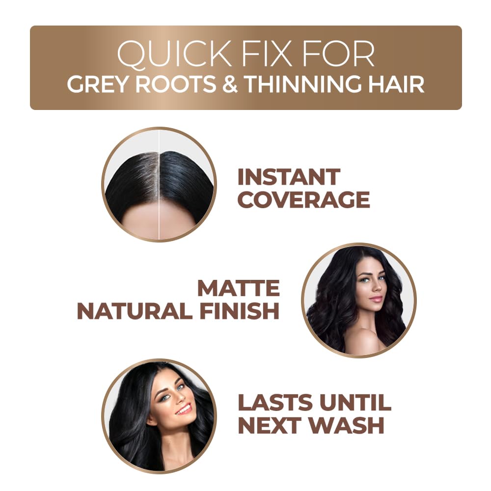 Streax Hair Root Touch Up for Grey Hair, Black – 4gm | Hair Cover Up Powder I Covers Grey Hair & Bald Patches | Instant Hair Colour Touch Up, Beard touch up for