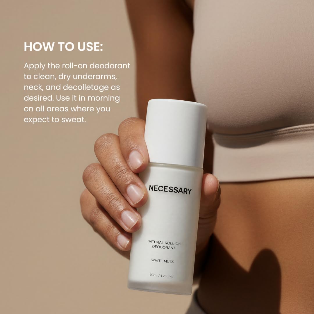 Necessary Roll-On Deodorant for Dark Underarms, White Musk, 50ml White Musk Pack of 1