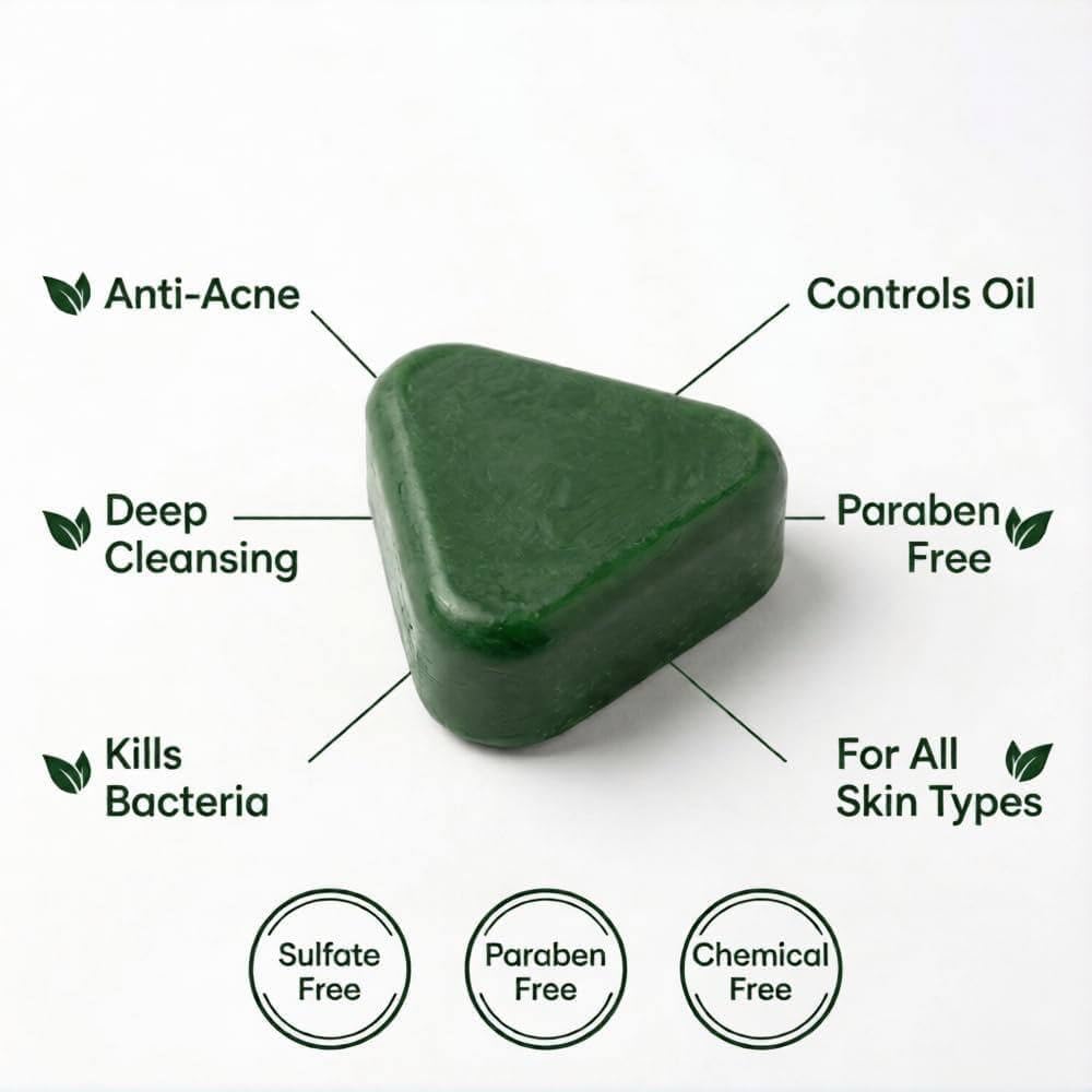 Nature Seven Herbal Soap Bar, Green, Triangle Shape, 3 Pack