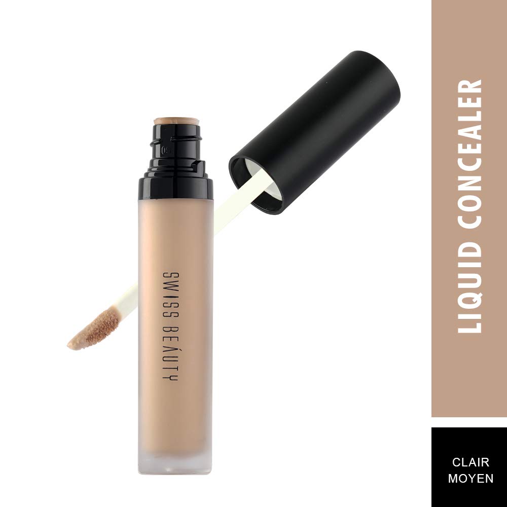 Swiss Beauty Liquid Light Weight Concealer With Full Coverage |Easily Blendable Concealer For Face Makeup With Matte Finish | Shade- Clair Moyen, 6g