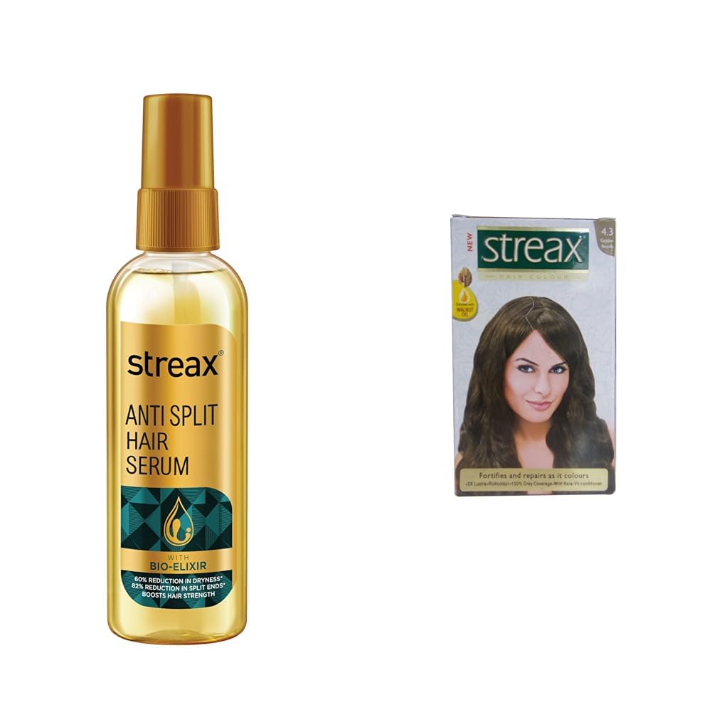 Streax Anti Split Hair serum, 100 ml I with Bio - Elixir I Controls split ends I 82% reduction in Split Ends I 60% reduction in dryness Cream Hair Colour for Wo