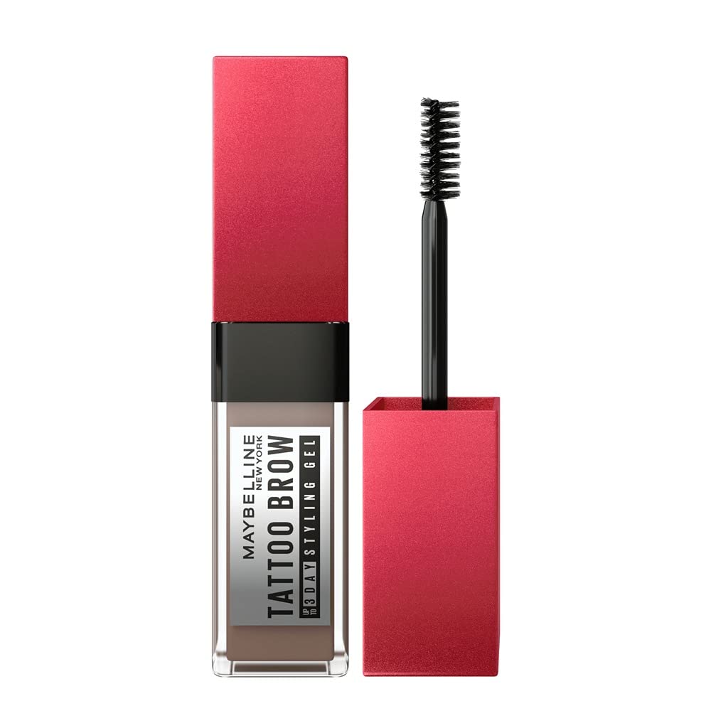 Maybelline New York Tattoo Brow 3 Day Styling Brow Gel - Medium Brown, Semi-permanent Tinted Eyebrow Gel, Water, smudge & Transfer-proof. Tattoo Brow 3 Day Styling Brow Gel Last Up To 3 Days | 6ml