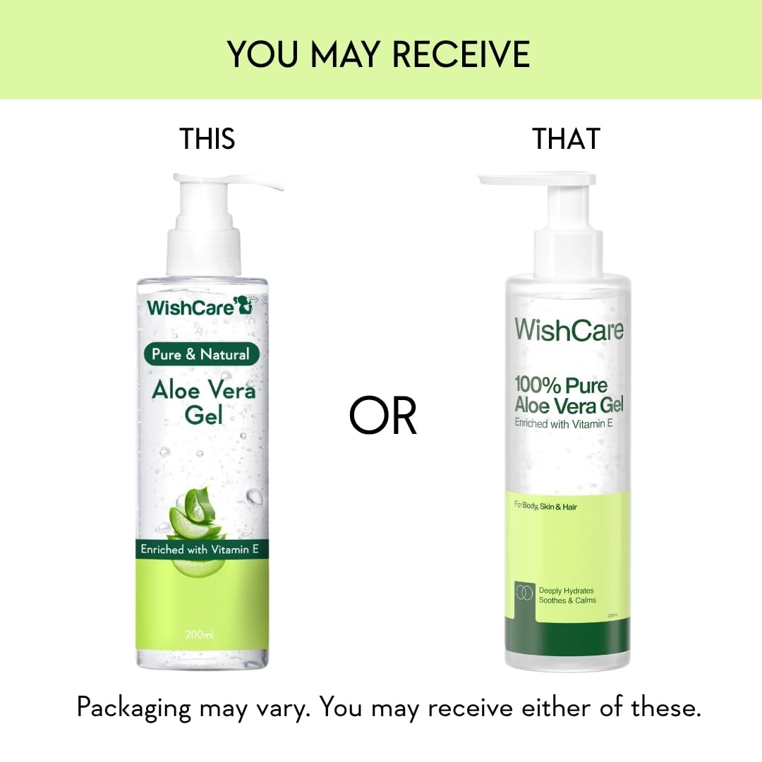 WishCare Pure & Natural Aloe Vera Gel - 200 Ml - Enriched With Vitamin E - Multipurpose Gel for Skin and Hair…