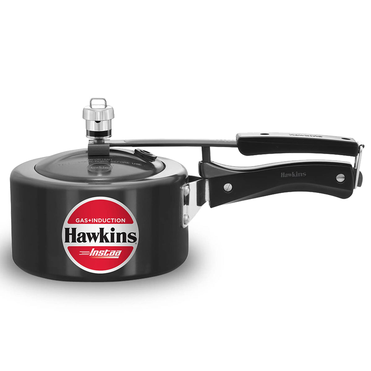 Hawkins 1.5 Litre Instaa Pressure Cooker, Induction Inner Lid Cooker, Tall Body Hard Anodised Baby Cooker, Black (IIH15) 1.5 Litres
