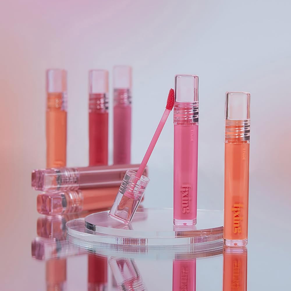 ETUDE Glow Fixing Tint for Plump & Fuller Lips| Non-Sticky, Moisturising, Vegan Gloss| Shade- 12 Cherry Sugar, 3.8g