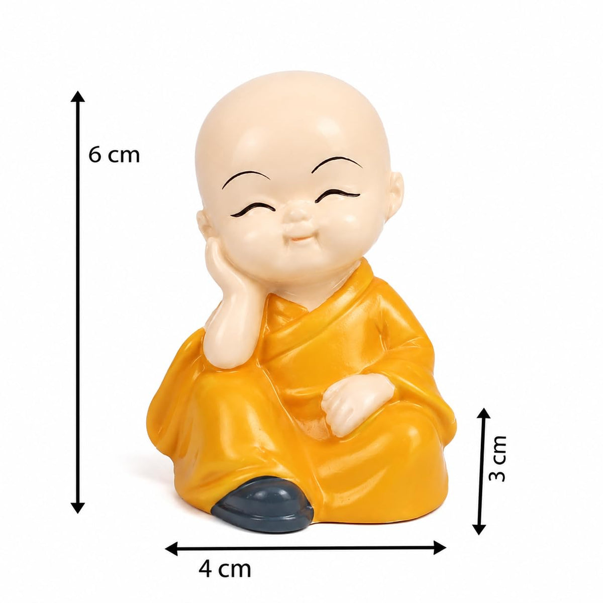 eCraftIndia Resin Set of 4 Little Monk Buddha Statue Think No Evil Speak No Evil Hear No Evil See No Evil Showpiece for Home Decor Living Room Office| Diwali Ho