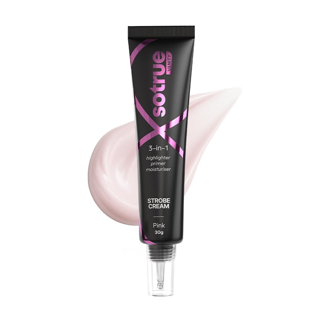 Sotrue Strobe Cream Pink, 30g | Primer, Highlighter & Moisturizer | 3 in 1 Illuminating Makeup Base | Japanese Sakura & Hyaluronic Acid | Dewy Glazed Instant Gl