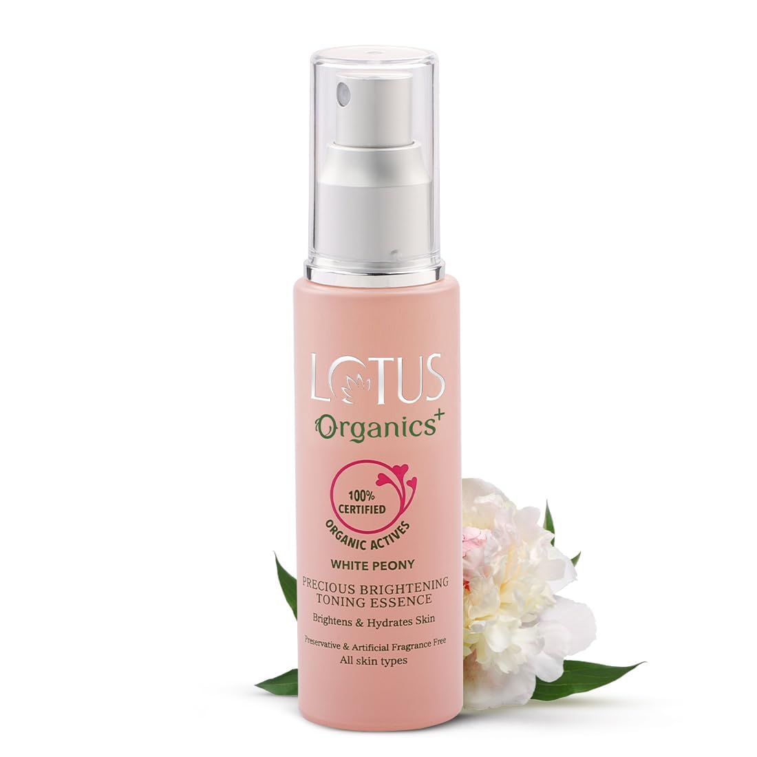 Lotus Organics+ Precious Brightening Toning Essence | 100% Certified Organic White Peony | Minimises Pores & Restores Skin's pH Levels | Sulphate & Paraben Free
