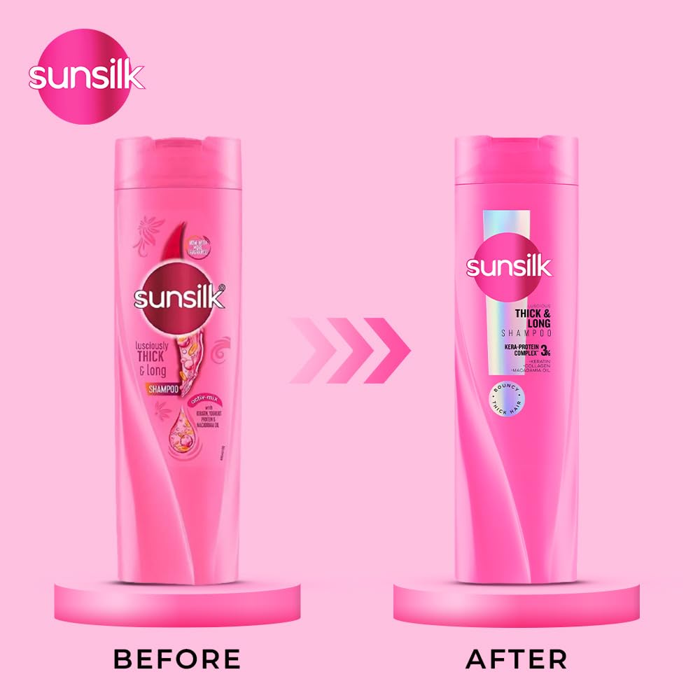 Sunsilk Luscious Thick & Long Shampoo 1L || with 3% KERA-PROTEIN COMPLEX for Thicker, Fuller & Bouncier Hair 1 l (Pack of 1)