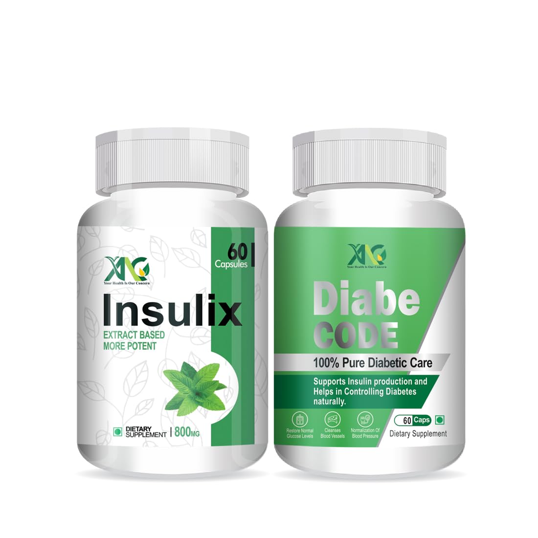 ANC DiabeCode 60 Capsules & Insulix 60 Capsules Support Endocrine Health & Diabetes Control Insulin Resistance | Supports Healthy Energy | Normalize Blood Sugar
