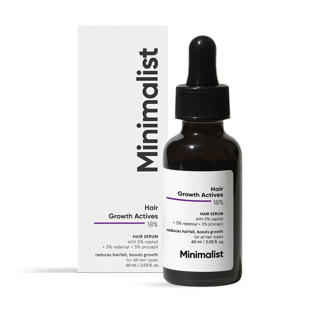 Minimalist Hair Growth Serum With 3% Redensyl, 3% Anagain, 3% Procapil, 5% Capixyl & 4% Baicapil 18% Hair Growth Actives | For Hair Fall Control | For Men & Wom