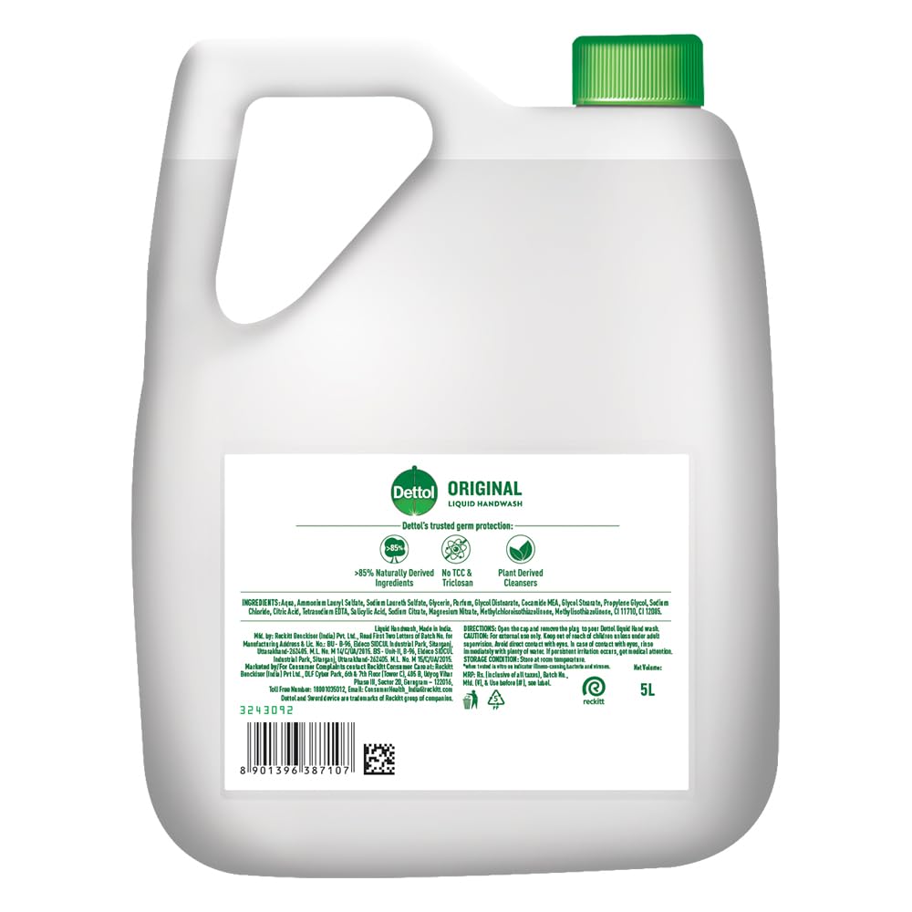 Dettol Original Germ Protection Handwash Liquid Soap Refill, 5L