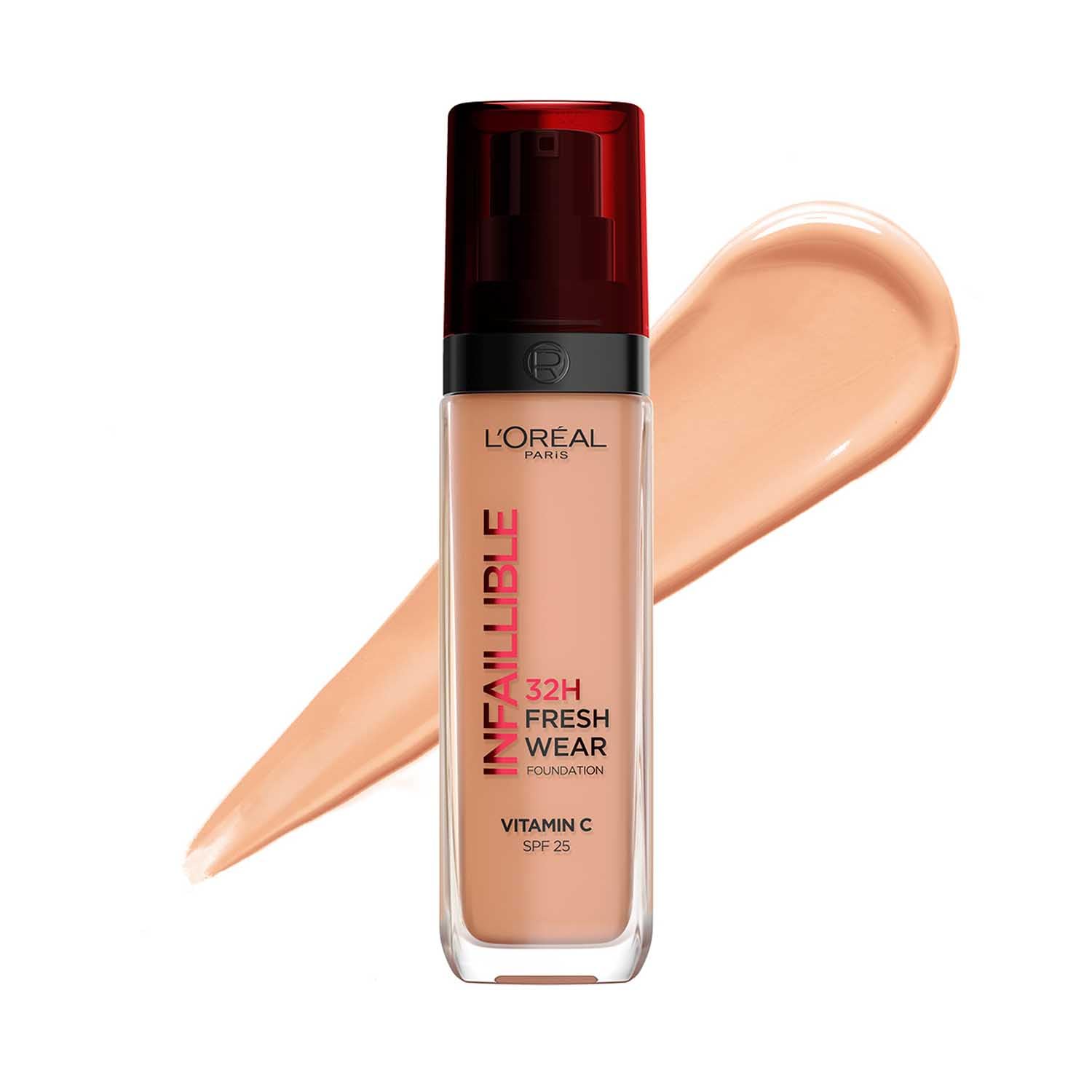 L'Oréal Paris Liquid Foundation, Oil Absorbing Formula, Transferproof, Heatproof and Long-lasting, Infallible 32H Fresh Wear, 300 Amber, 30ml