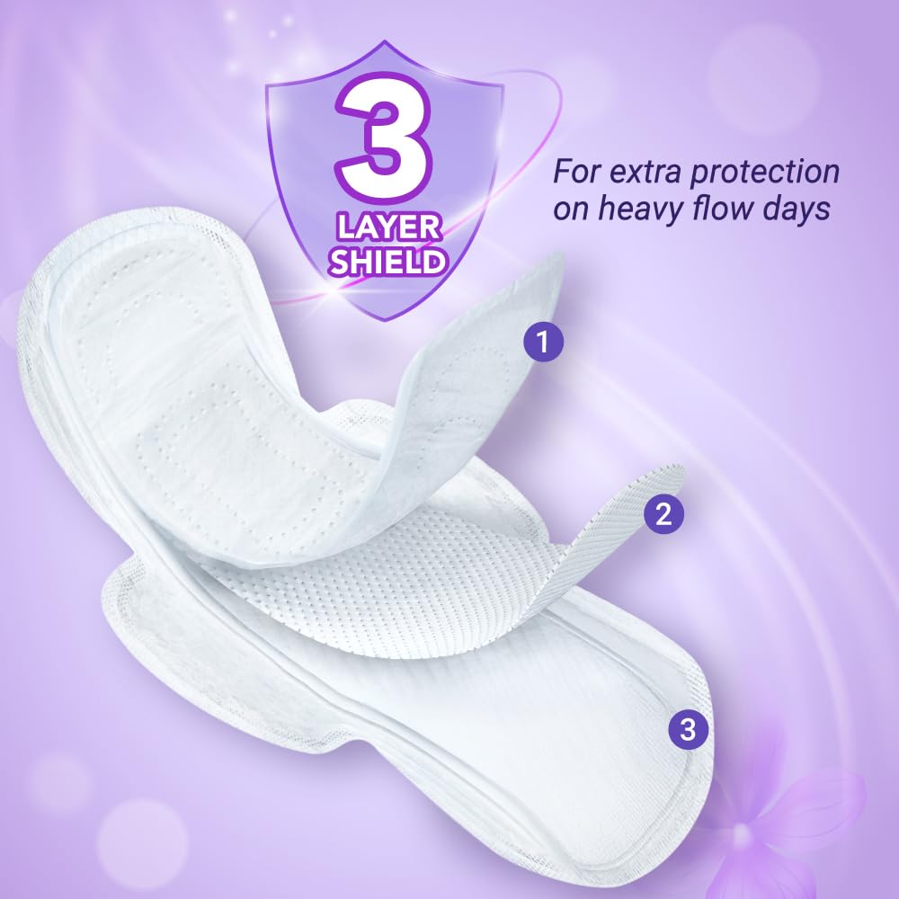 NIINE Dry Comfort Ultra Thin XL+ Sanitary Napkins for Heavy Flow (Pack of 3) 150 Pads with Free Biodegradable disposable bags XXL 150