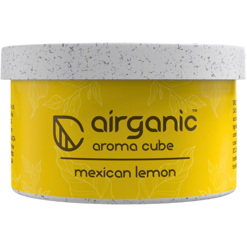 Airganic Aroma Cube -Mexican Lemon fiber Air Freshener |Organic Leakproof Car Perfume- 40g -Refreshing fragrance for Home, Office and Car Interior -Freshen'up y