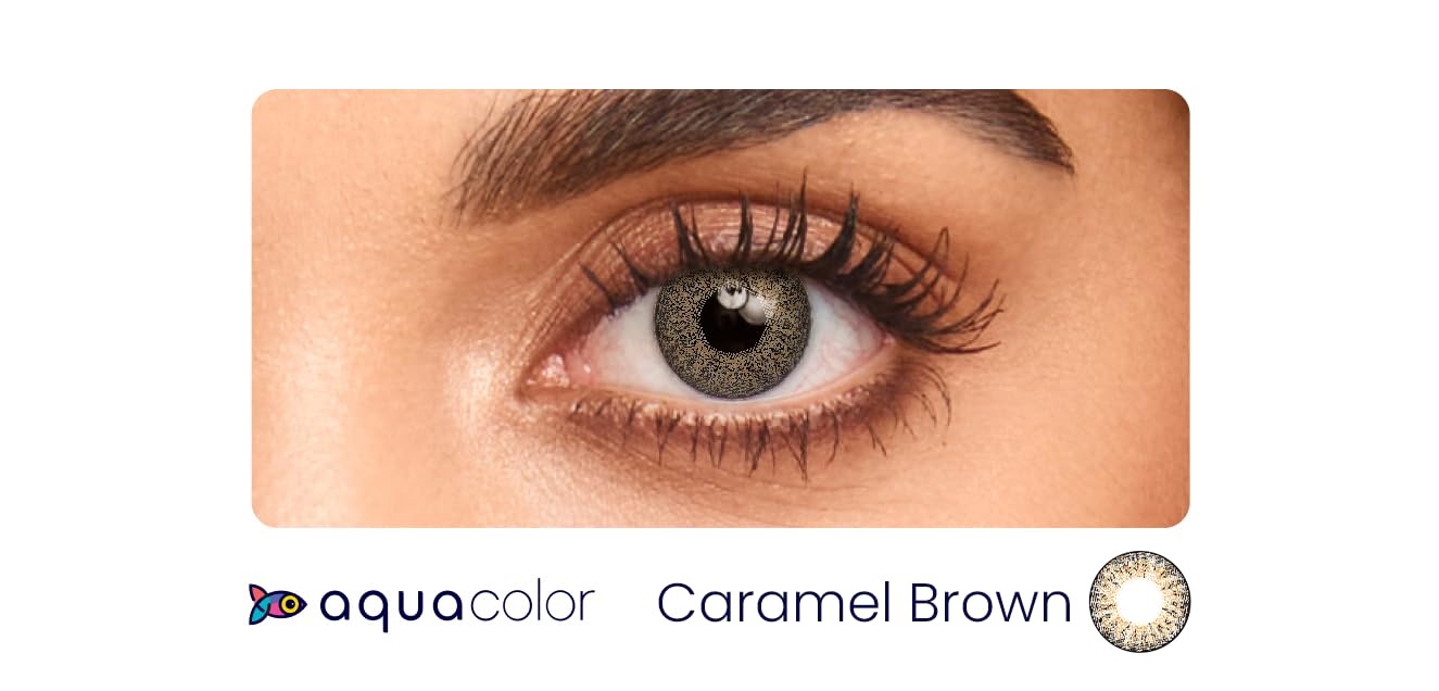Aquacolor Daily Disposable Colored Lenses with 0 Power - Caramel Brown - (10 Lens/Box)