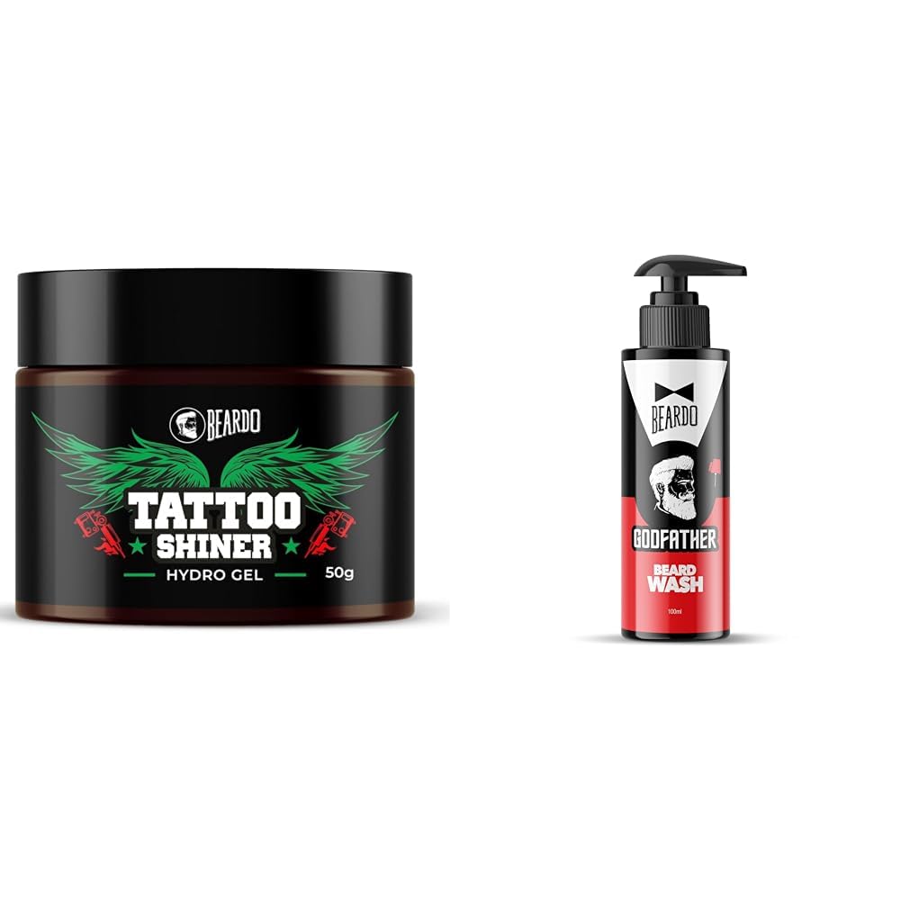 Beardo Tattoo Shiner Hydro Gel & Beardo Godfather Beard Wash for men Combo