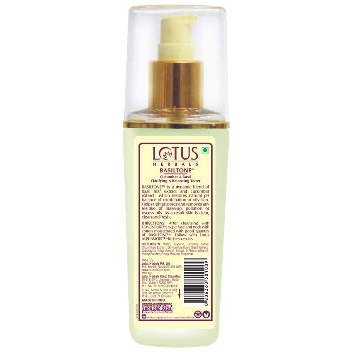 Lotus Herbals Basiltone Clarifying & Balancing Skin Toner 100ml (Pack of 2)