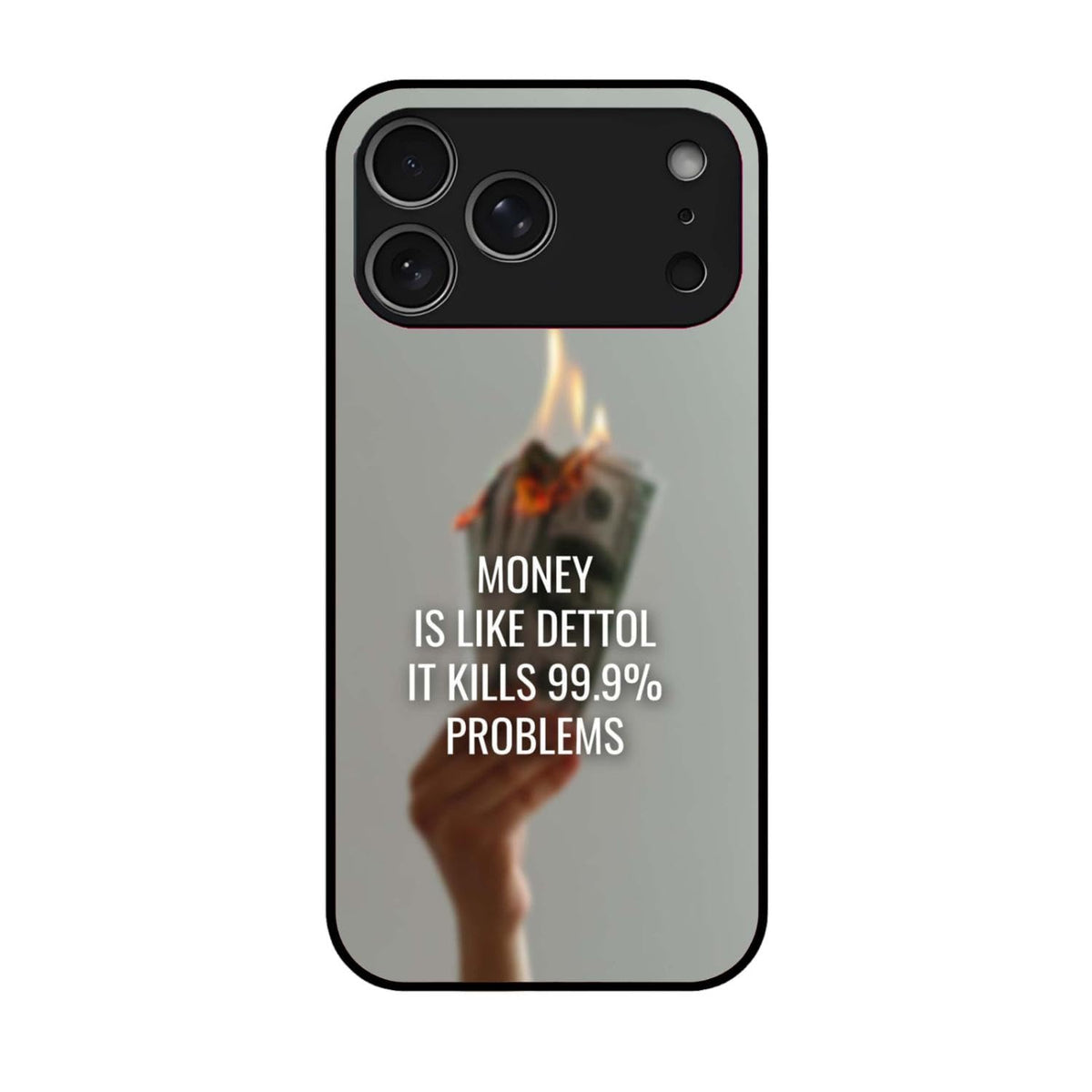 Naarmi Printed Mobile Back Cover Compatible with iPhone 17 PROMAX, Acrylic, Black, Money Like Dettol Quote 209