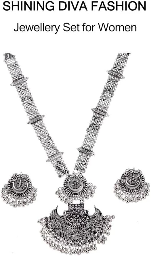 Traditional Oxidized Silver Necklace Set - Handcrafted Indian Jewelry for Women
