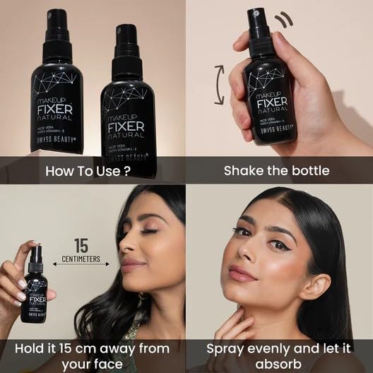 Swiss Beauty Long lasting Misty Finish Professional Makeup Fixer Spray for Face makeup | With Aloe Vera and Vitamin- E | Light weight, quick dry makeup Setting spray |70 ML|