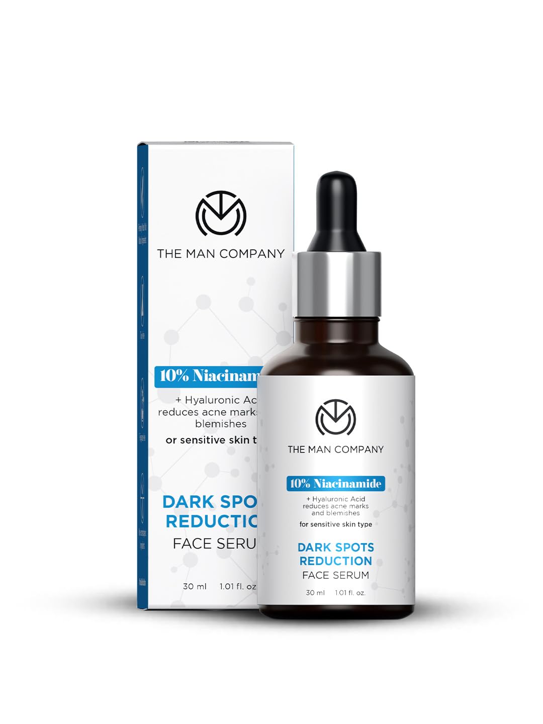 The Man Company 10% Niacinamide Face Serum with Hyaluronic Acid for Man – 30 ml | Reduces Dark Spots | For Blemish-Free Clear & Bright Skin | Fragrance - Free |
