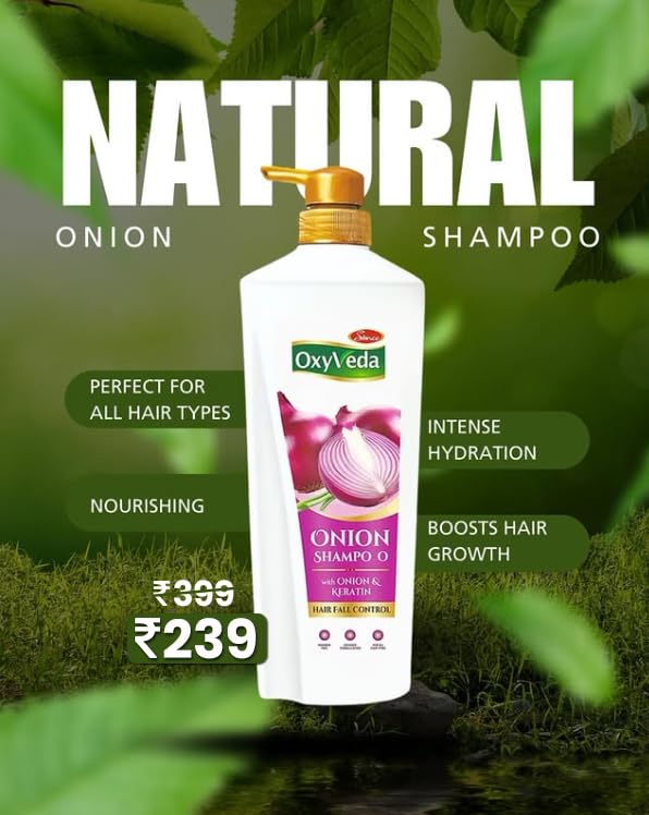 Simco Oxyveda Onion Shampoo 650ml | Hair Fall Control & Strengthening Formula