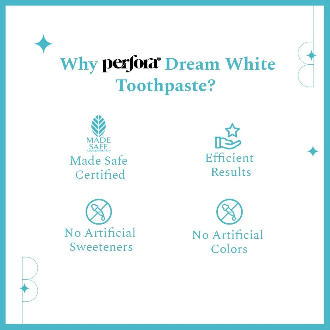 Perfora Dream Whitening Toothpaste - 75 gms (Pack of 3) | Instant Teeth Whitening for Kids & Adults | Made Safe Certified SLS Free & No Artificial Sweeteners |