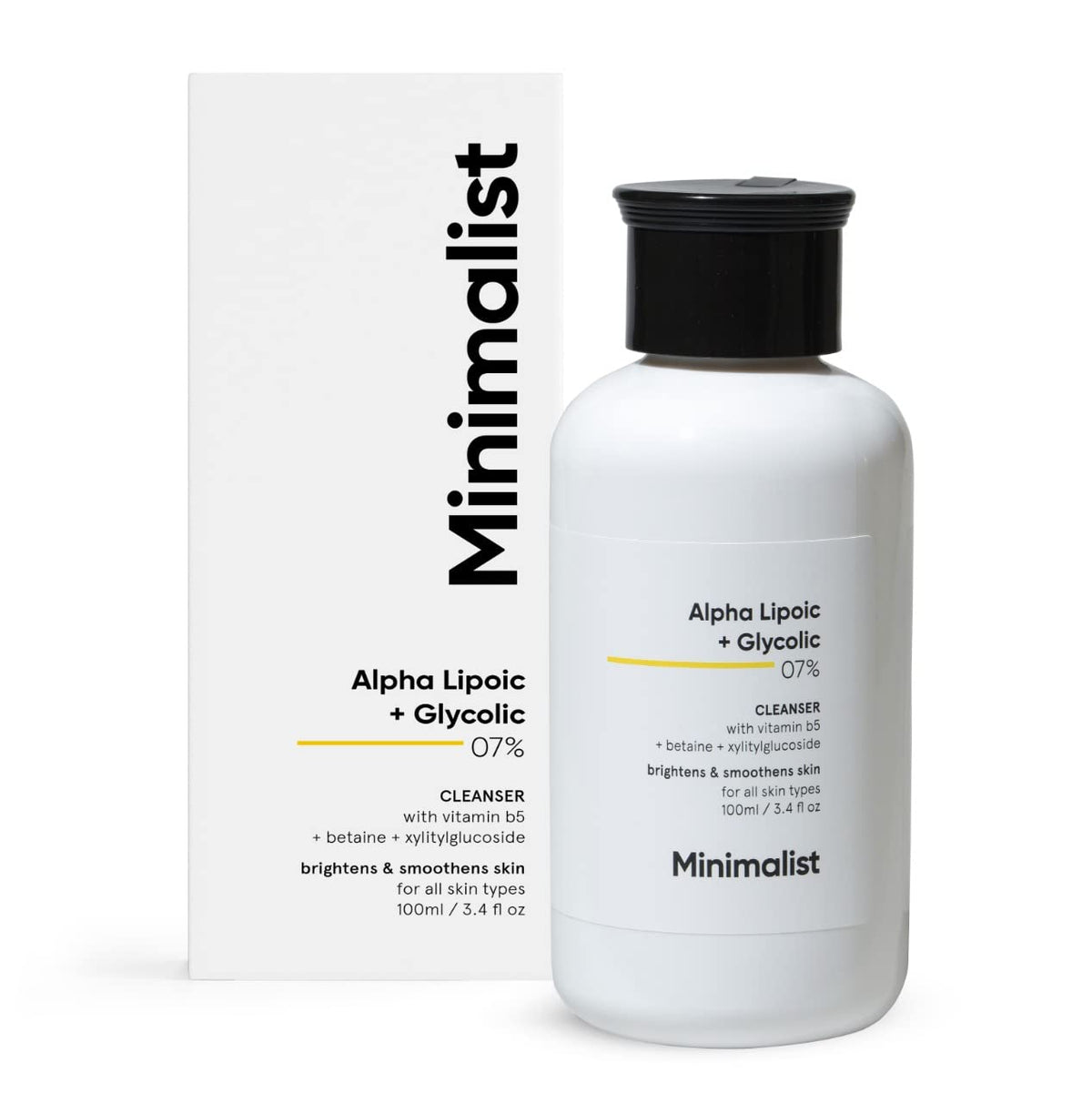 Minimalist 7% ALA + Glycolic Brightening Face Wash | Cleanser with ALA For Glowing Skin, AHA for Exfoliation and Vitamin B5 For Hydration | Sulphate-free | Frag