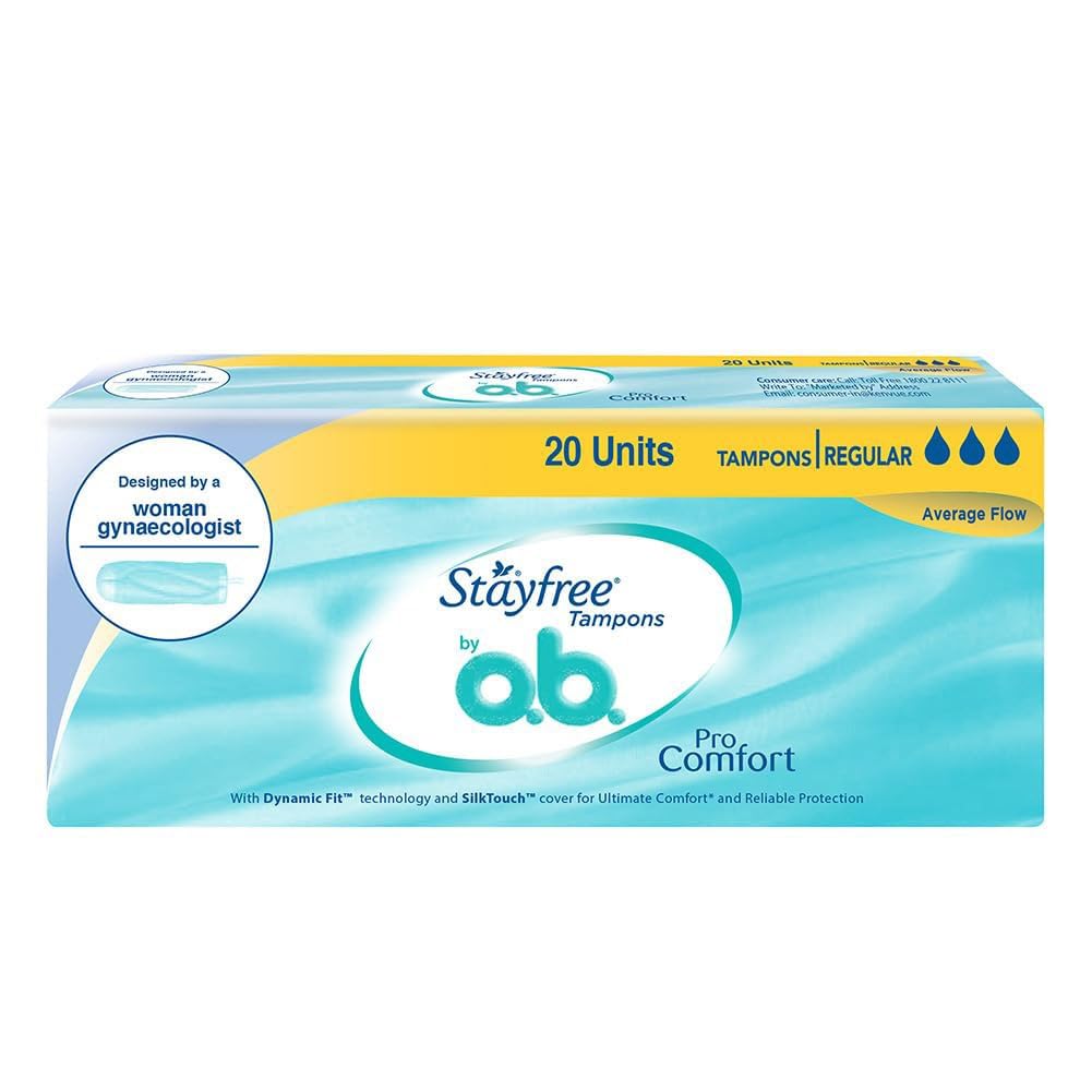 Stayfree Tampons by OB| Normal flow|20 piece| Dynamic Fit Technology| Rashfree| No skin irritation| Upto 100% leakage protection| Silk touch technology| Stain f