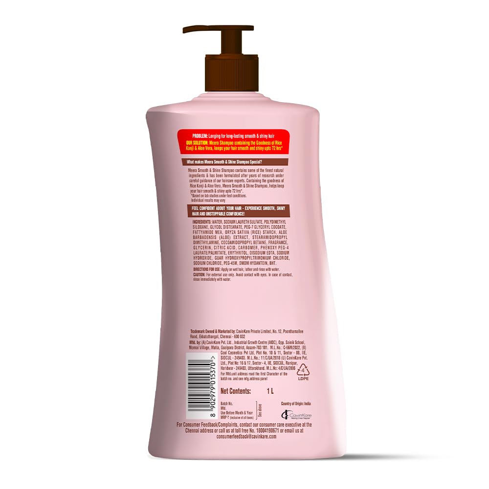 Meera Smooth & Shine Shampoo|Rice Kanji & Aloe Vera| 650ml 650 ml (Pack of 1)
