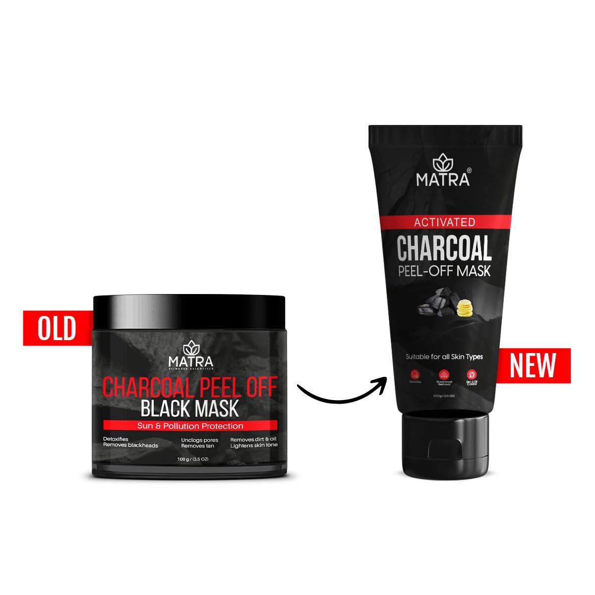 Matra Activated Charcoal Peel Off Mask - Black Mask Blackhead Remover Mask for Acne, Blackheads, Oil Control, Tan Removal and Detox