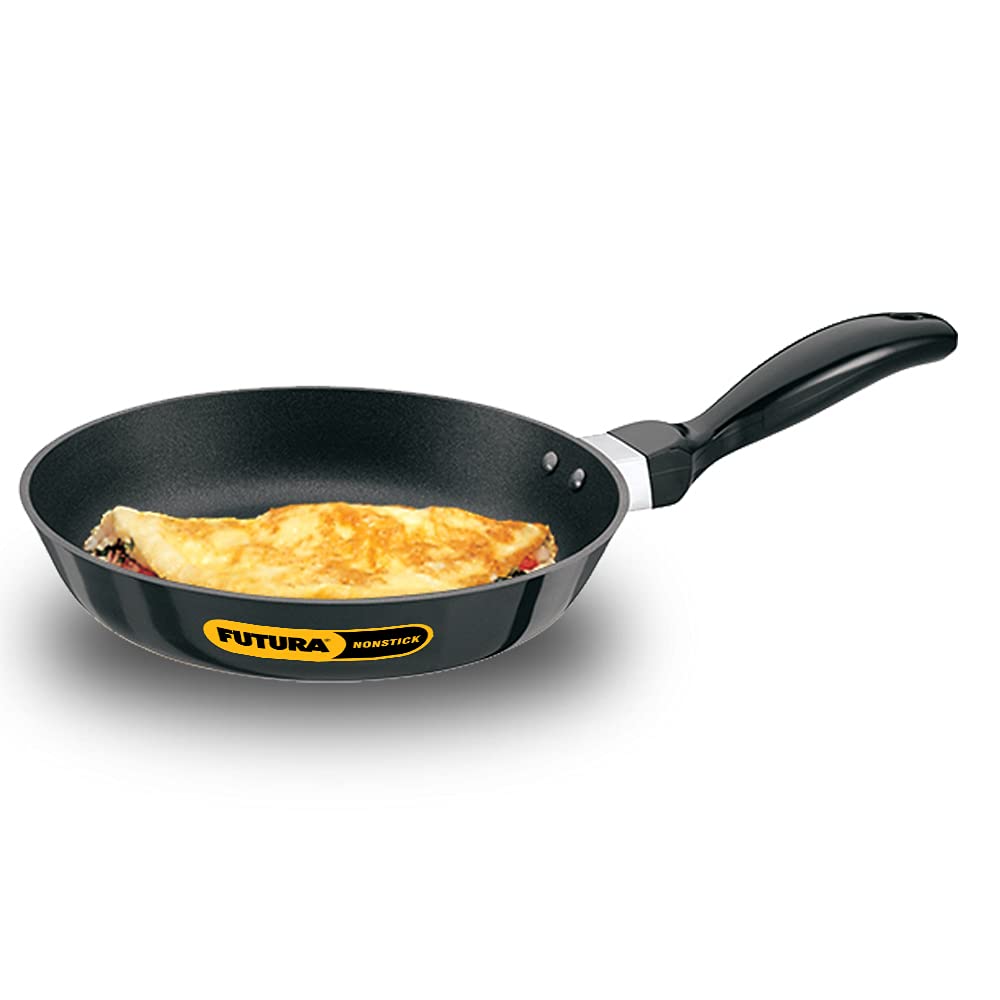 Hawkins Futura 22 cm Frying Pan, Non Stick Fry Pan, Small Frying Pan, Black (NF20) 22 cm Without Lid Non Induction