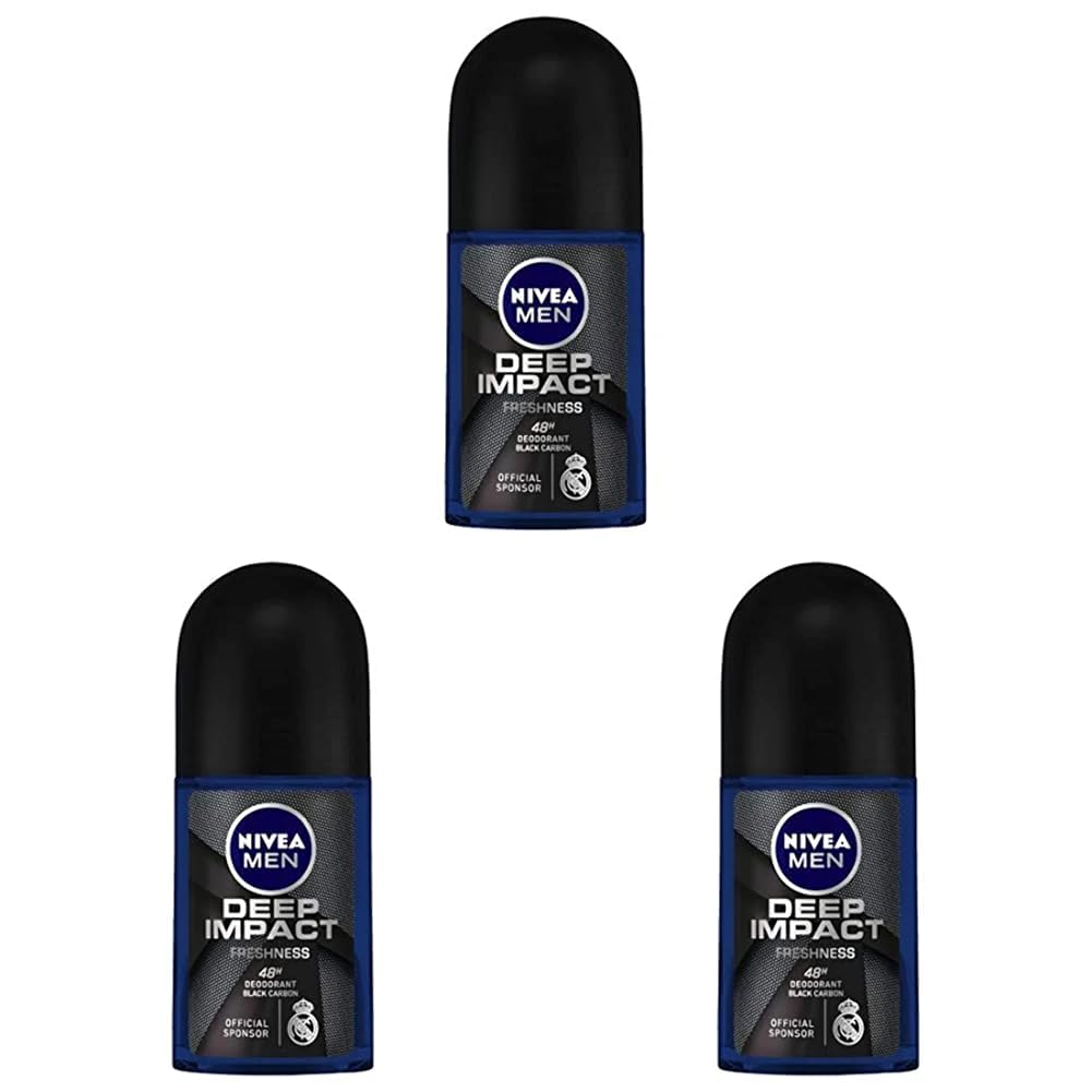 NIVEA MEN Deep Impact Freshness Deodorant Roll-on - For MEN, 50ml (Pack of 3)