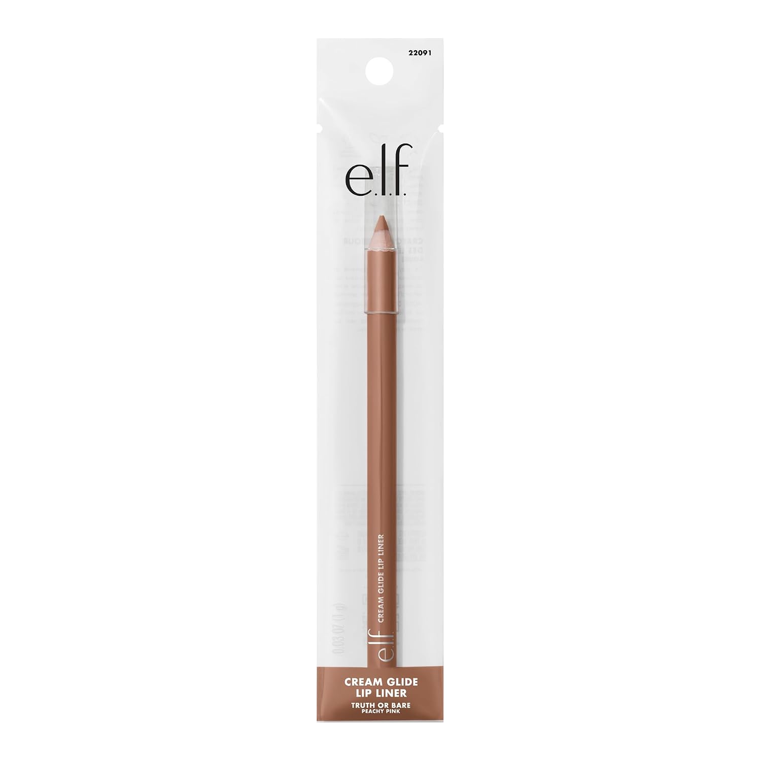 e.l.f. Cream Glide Lip Liner, Shape & Sculpt Lips, High-Pigment Pencil, Semi-Matte Finish, Vegan & Cruelty-Free, Truth or Bare