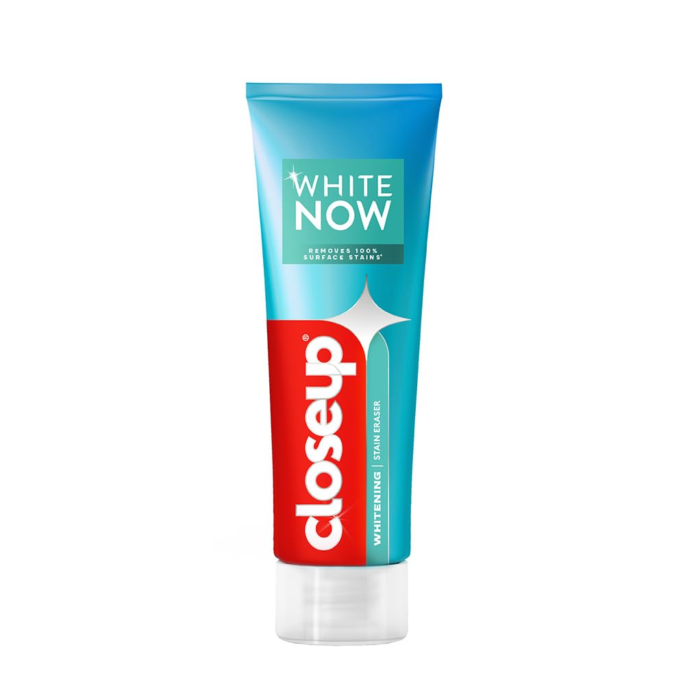 Close Up White Now Stain Eraser toothpaste for Teeth Whitening | Removes 100% surface stains to whiten teeth| Minty Fresh | Enamel safe & for daily use 100g