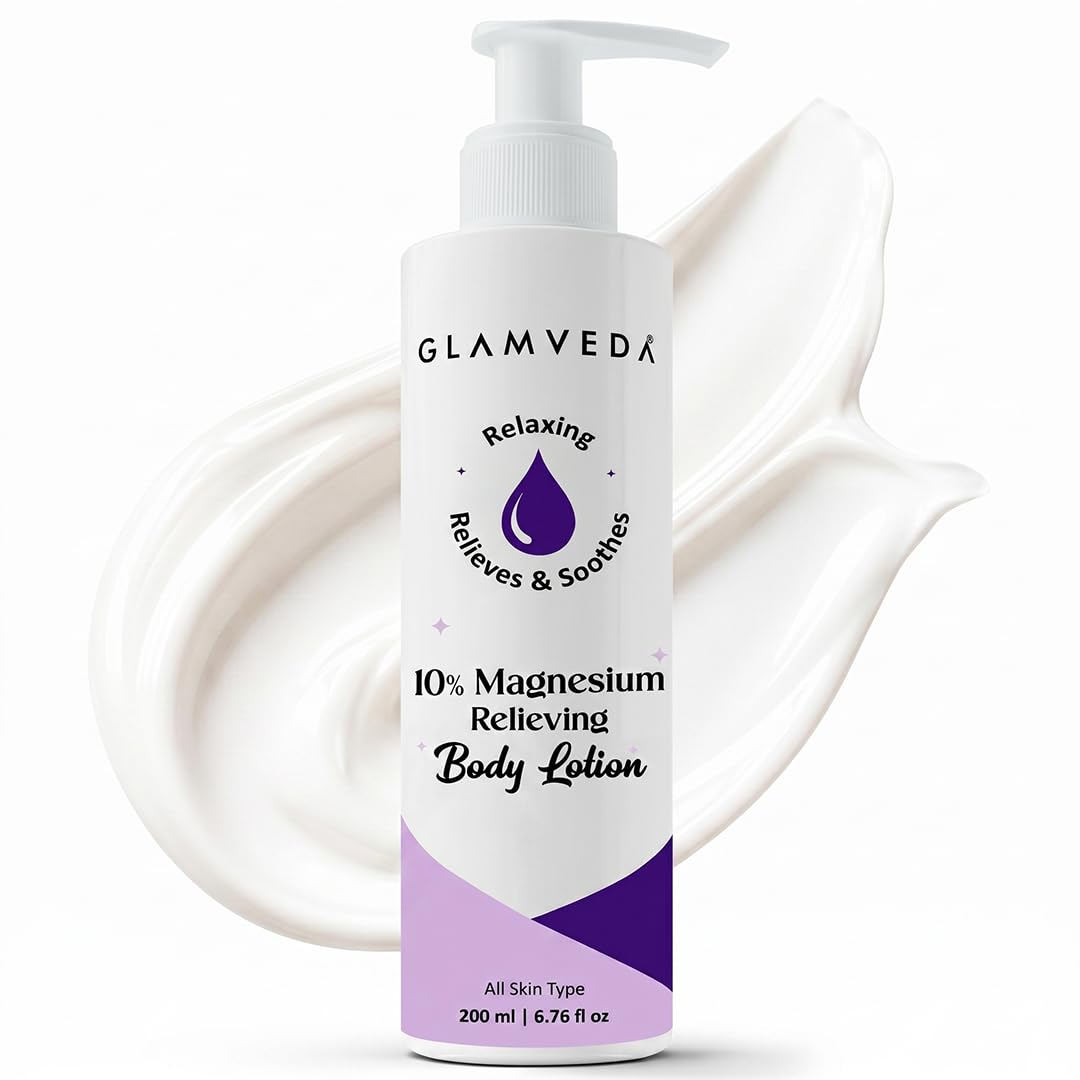Glamveda 10% Magnesium Body Lotion for Sleep, Relaxation & Muscle Recovery | Helps Relax Tired Muscles | Deep Moisture | Non-Sticky Formula | 200ml 200 ml (Pack