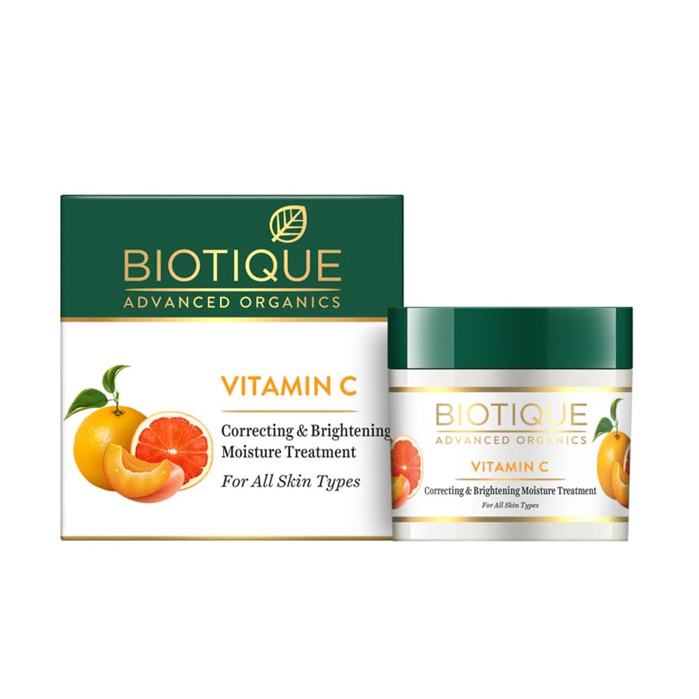 Biotique Vitamin C Correcting & Brightening Face Cream | Non-Greasy Formula for All Skin Types | Enhances Glow & Even Skin Tone | 50g 50 g (Pack of 1) Face crea