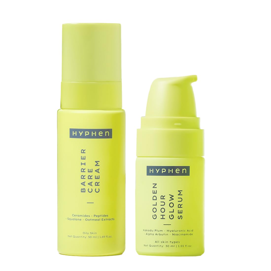 Hyphen Daily Night-Care Routine for Combination & Oily Skin with Face Serum & Barrier Care Cream | Glow & Moisturize Skincare Essentials | Rich in Ceramides, Ni
