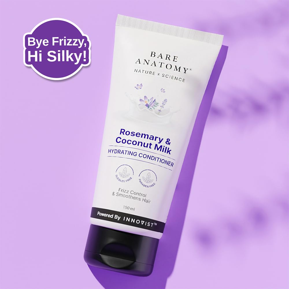 Bare Anatomy Nature X Science Rosemary & Coconut Milk Hydrating Conditioner|Natural Conditioner For Dry, Dull & Frizzy Hair|Sls & Paraben Free Conditioner For W