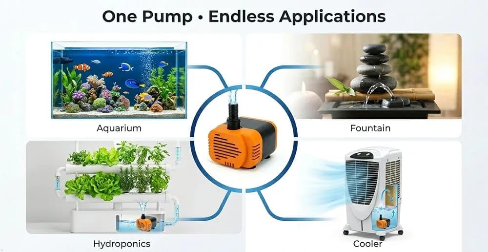 18 Watt Submersible Water Pump - 180V-230V, 1.85 M Cooler Pump for Desert Air Cooler, Aquarium, Fountains, Ponds