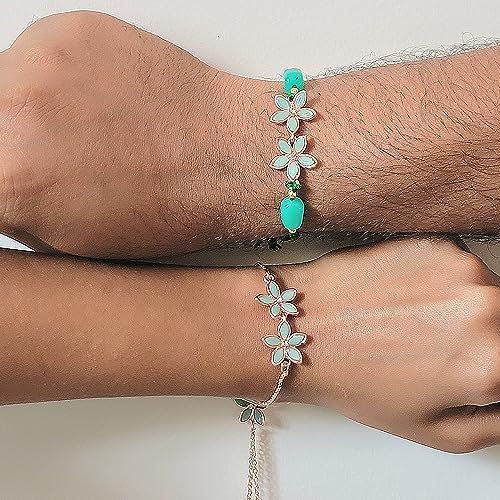 Mahi Rakhi for Brother and Bhabhi - Colorful Crystals and Meenakari Work Bracelet Style Lumba Rakhi Set