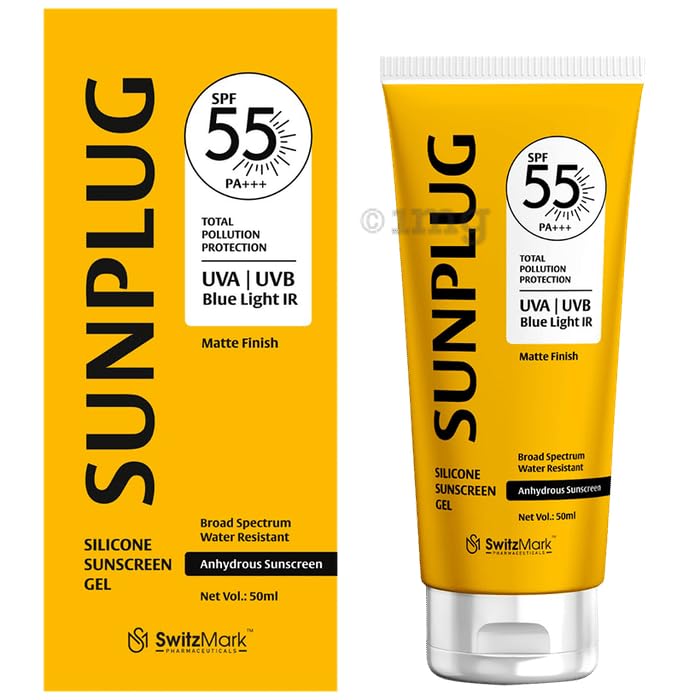 Sunplug Silicone Sunscreen Gel SPF 50+ – Ultra-Lightweight Matte Finish Sunblock – PA+++ UVA/UVB Protection – Sweat & Water Resistant Non-Greasy Formula for All
