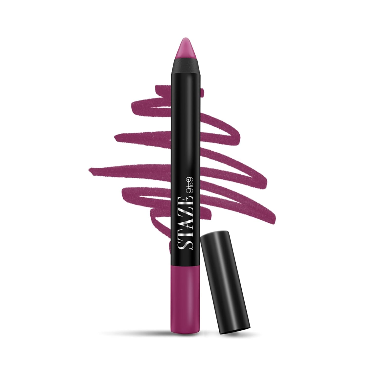 Staze Pout On Lip Crayon Lipstick High Pigment Matte Finish Long-Lasting & Waterproof With Vitamin E & Jojoba Oil Smudgeproof Sharpenable Lip Crayon 12 Fine Wine 3.5g
