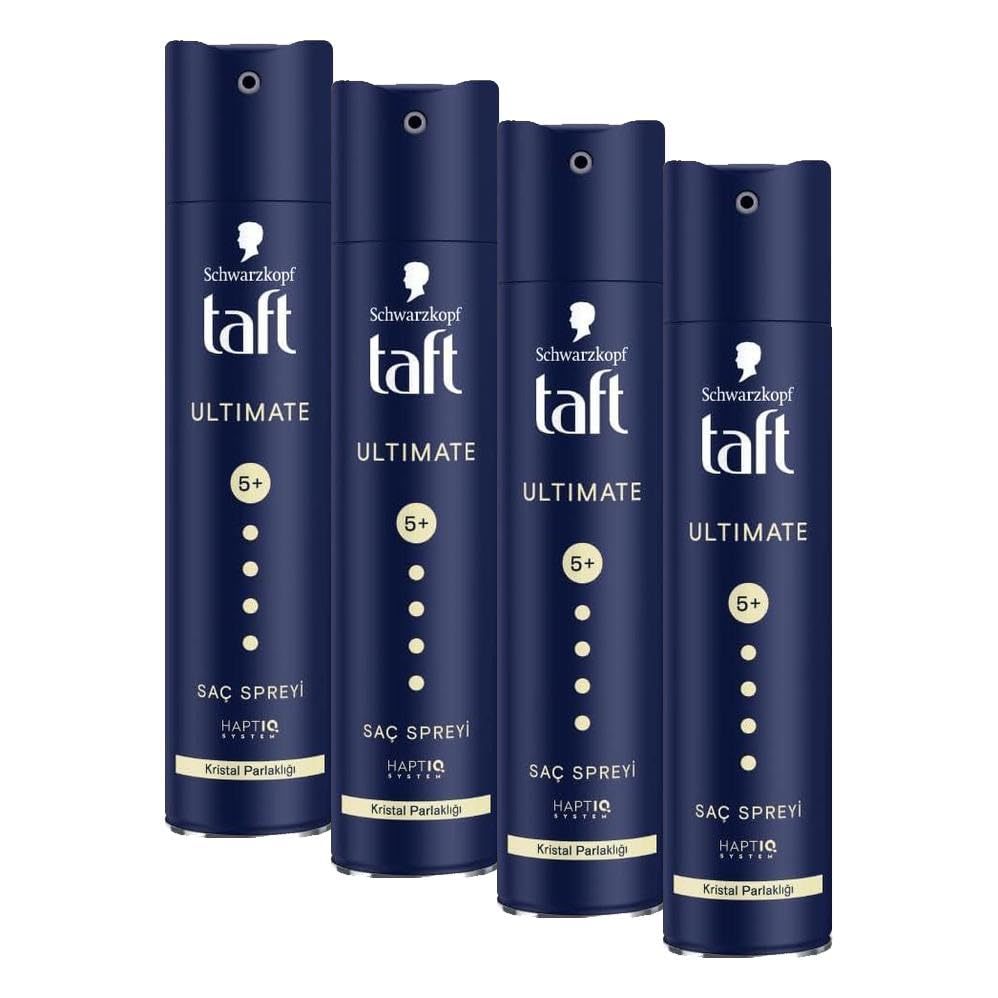TAFT Schwarzkopf Ultimate Hair Lacquer, For Crystal Shine With Liquid Gloss Effect, Hold 5+ With No Stickiness (Pack of 4)