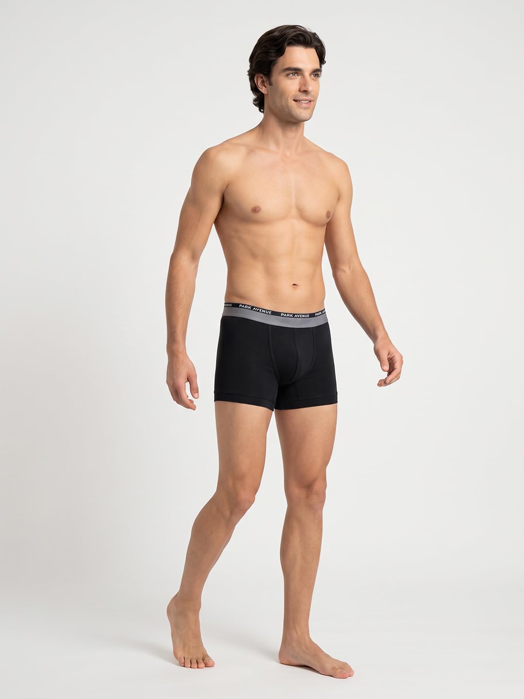 Park Avenue Men Regular Fit Solid Pattern Cotton Spandex Blend Trunk 100 CM Black