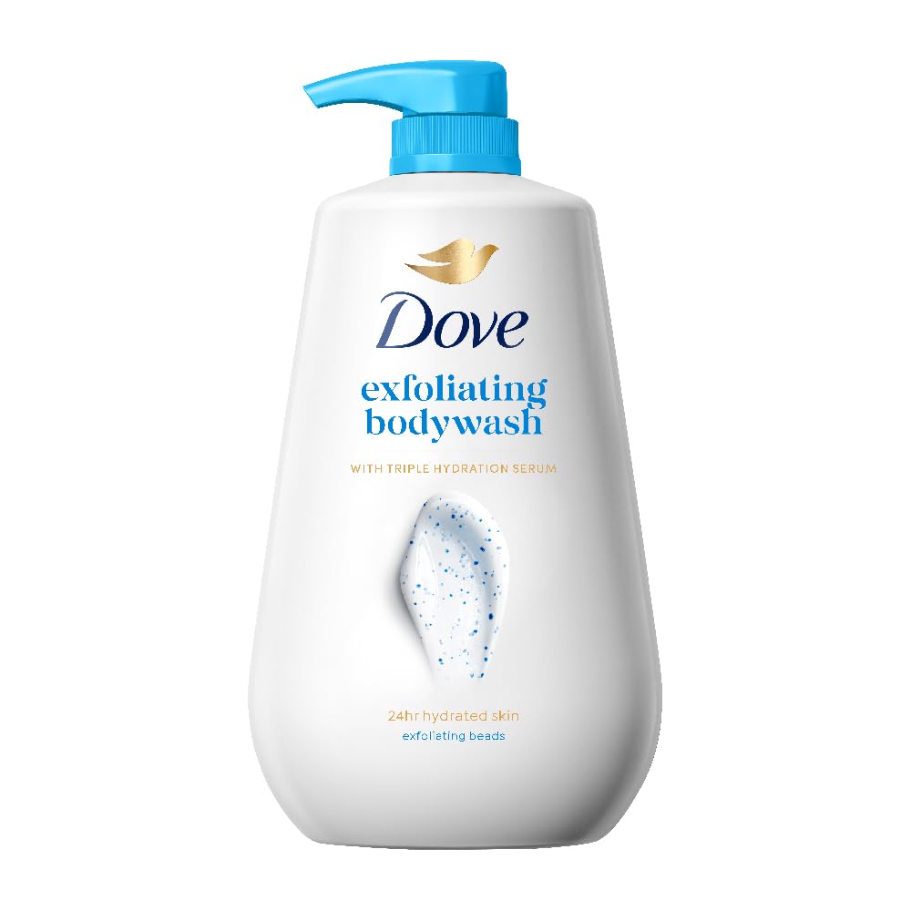 DOVE Exfoliating Bodywash, 825ml, for Smooth Radiant Skin, with Triple Hydration Serum & Glycerine, Dermatologically Tested, Paraben & Sulphate-Free, for Men an