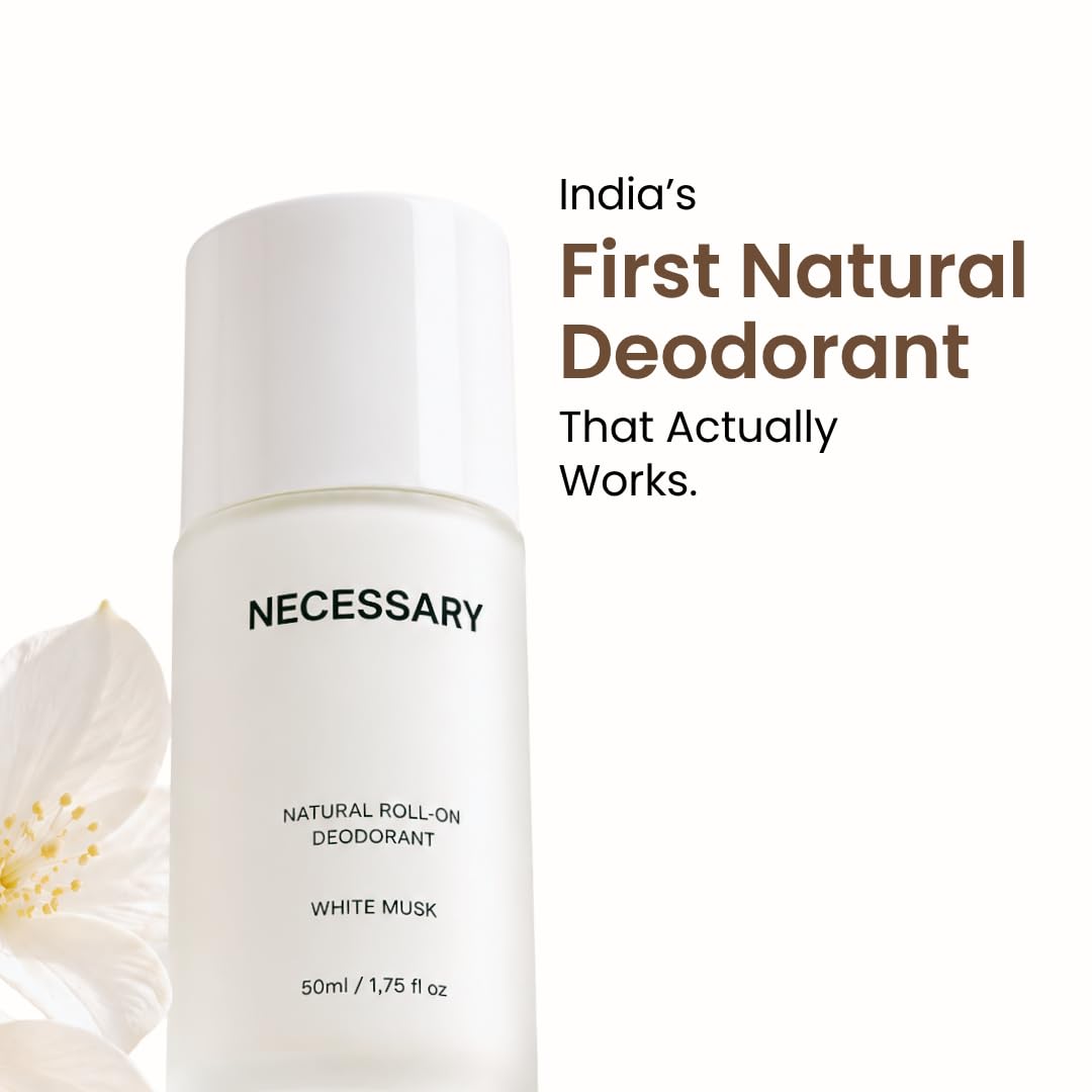 Necessary Roll-On Deodorant for Dark Underarms, White Musk, 50ml White Musk Pack of 1